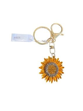 Sunflower Charm Keychain - Gold and Yellow Accent NWT